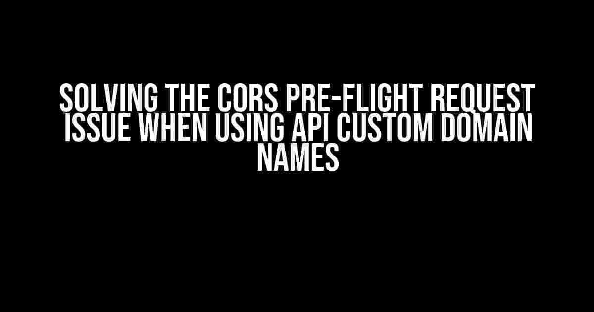 Solving the CORS Pre-Flight Request Issue When Using API Custom Domain Names